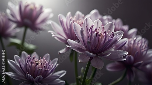 Serene Purple Chrysanthemums in Soft Light, A Captivating Close-Up