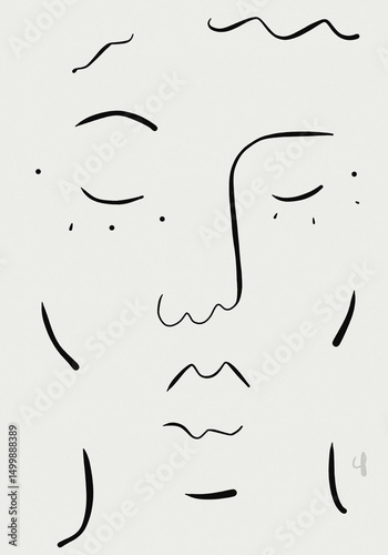 black and white drawing face human sad 