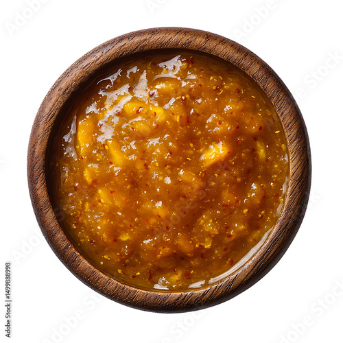 Top view of mango chutney isolated on transparent background