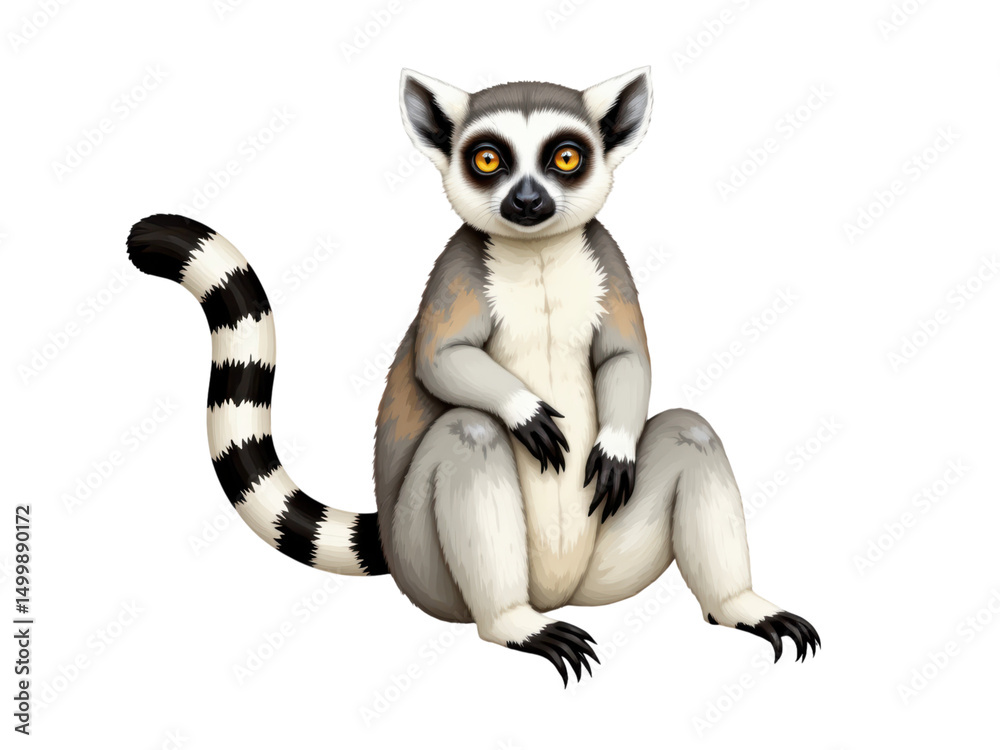 Obraz premium Closeup portrait of a lemur in its lush natural habitat, captivating glimpse into wildlife