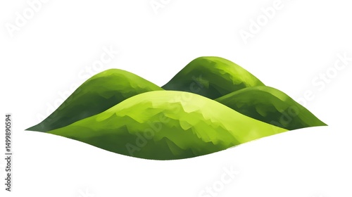 Two rolling hills in shades of green.