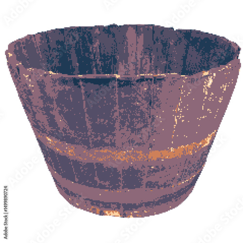 Old wooden bucket pixel art