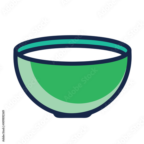 Vector Illustration of a Green Bowl – Colorful Kitchenware Design for Menus, Recipes, Packaging, or Culinary Projects
