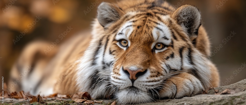 Obraz premium Regal tiger rests captivating with amber eyes
