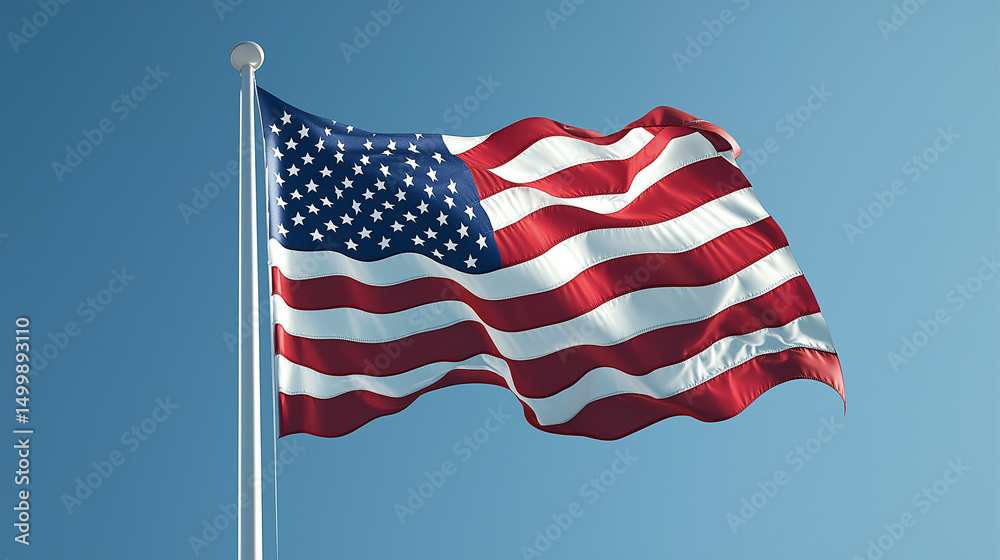 Obraz premium United States of America Flag with Blue Bokeh Background 