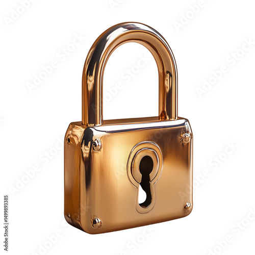 Metal door lock with keyhole, isolated on a transparent background, showcasing durable construction and secure mechanism. 