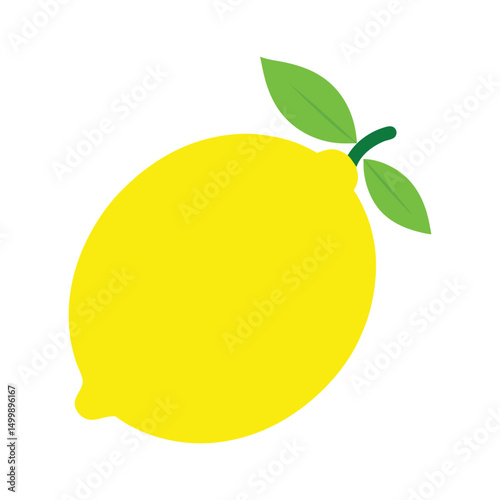 lemon with leaves colorful silhouette icon on white background