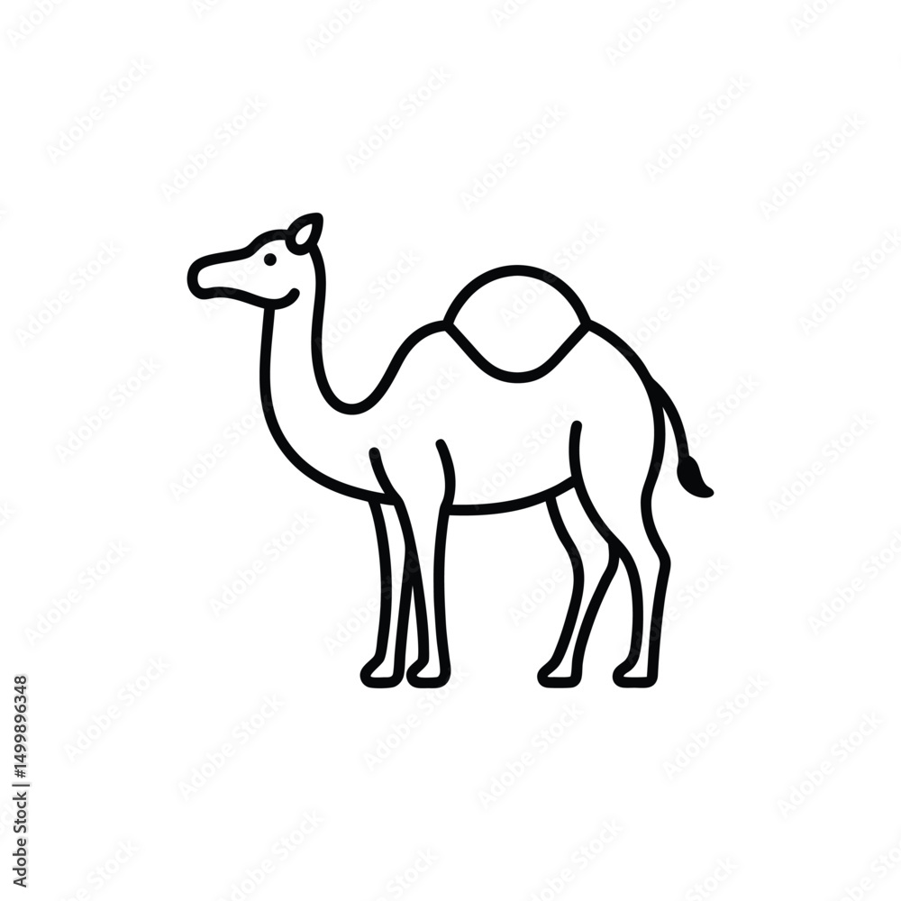 Fototapeta premium camel vector illustration outline icon on white background