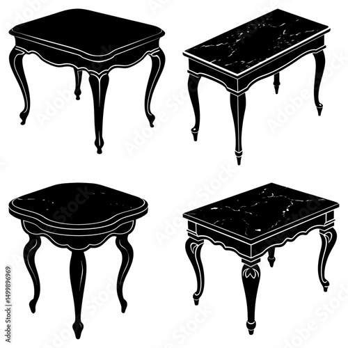 Marble Top Table silhouette vector
