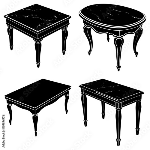 Marble Top Table silhouette vector