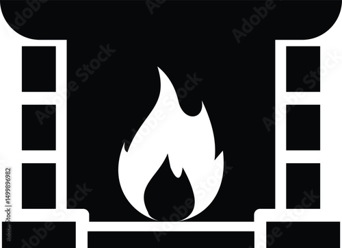 Fireplace icon. outdoor fireplace icon.vector illustration. design in trendystyle
