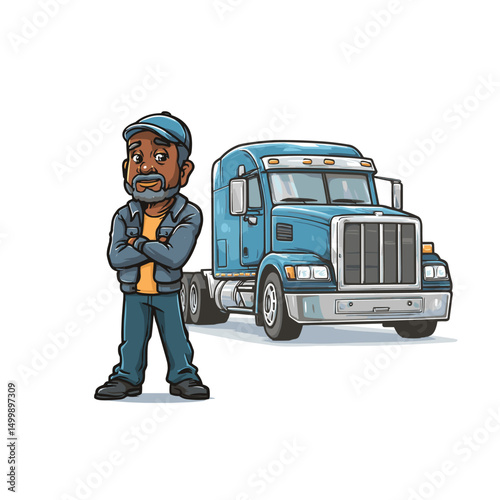 vector drawing of trucker character .Generative AI