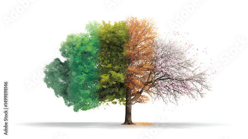 Seasons of Change: Single Tree Photographed From Same Angle Showing Spring, Summer, Autumn and Winter Transitions