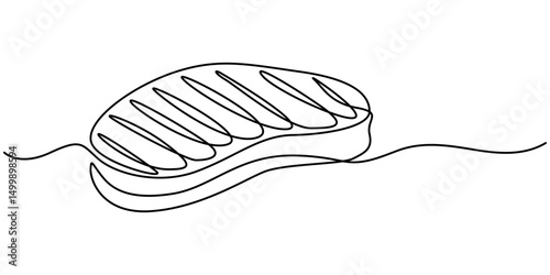 Meat veal continuous one line drawing, Meat product, steak continuous line drawing set. One line art of veal, pork, beef, raw, chopped meat.                                  