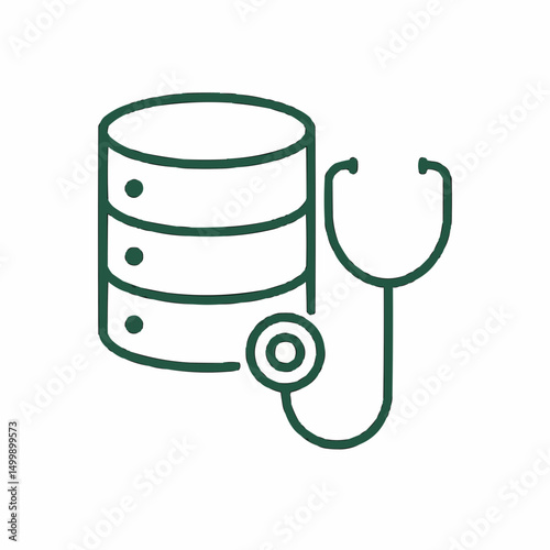 Outlined database with stethoscope — system health check.