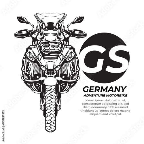 Germany Adventure Motorbike Line Art Vector