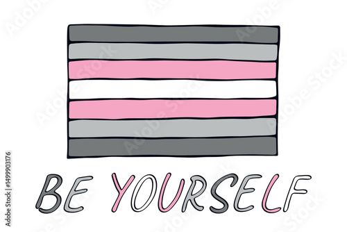 Colorful Demigirl pride flag Happy pride day LGBTQ community Pride Month Vector hand drawn doodle for posters, stickers, logo, cards