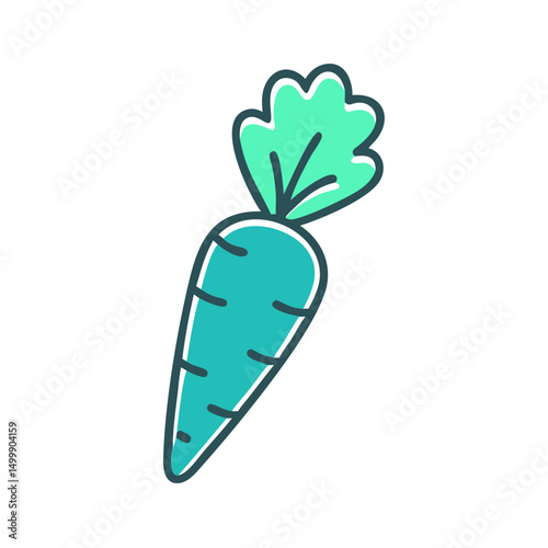 Single carrot illustration, teal and green, for recipe books
