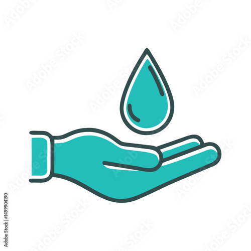Hand holding water drop, hygiene symbol, for cleanliness campaigns