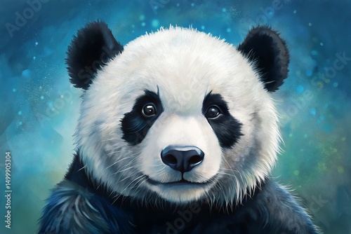 Adorable Panda Bear Portrait High-Resolution Digital Art