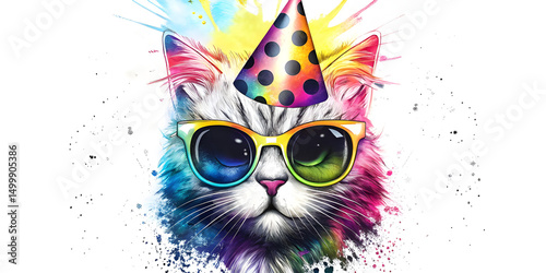 Funny cat eye carnival mask for a glamorous party design illustration
