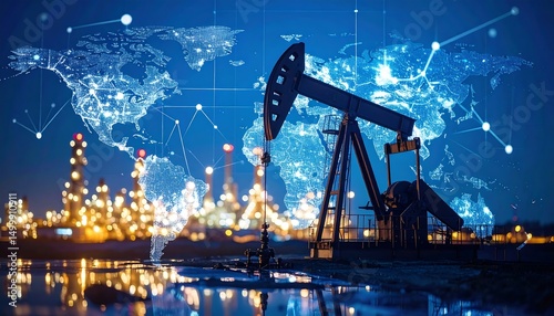 Global Oil Industry at Night.