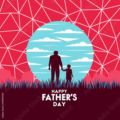 Happy Father's Day: Silhouette of Dad and Son