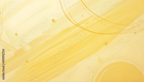 Abstract yellow brush strokes and circles background with soft texture