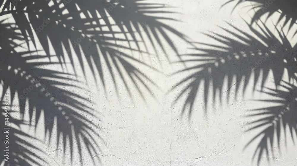 Palm leaf shadows on light wall
