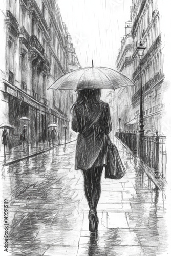 paris woman rain style touch romanticism