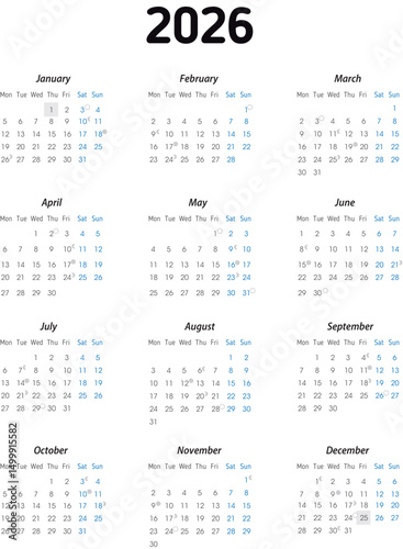 Pocket Calendar 2026 - english	