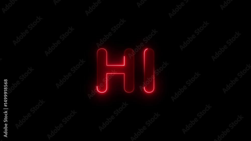 Animated Neon glowing Hi speech icon on black background. neon hi sign animation with seamless loop with vibrant neon glow effect
Animated Neon glowing Hi speech icon on black background. neon hi sign animation with seamless loop with vibrant neon glow effect