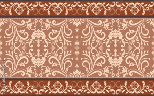 seamless damask pattern with moccasin mousse background. 