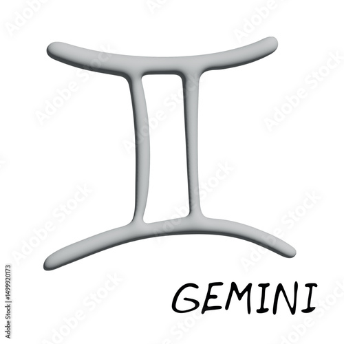 3d gemini zodiac sign Esoteric symbol Astrology clipart Element for design