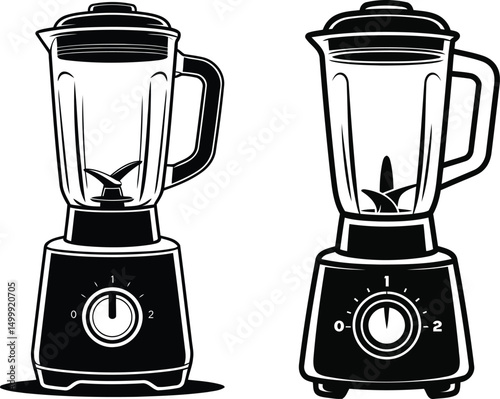 Blender Kitchen Appliance Silhouette Vector Set.