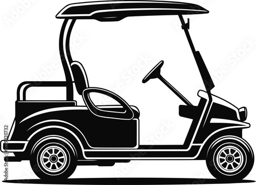 Golf Cart Silhouette Vector Side View, Transparent Background.