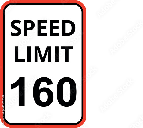 160mph speed limit sign isloated on a white background