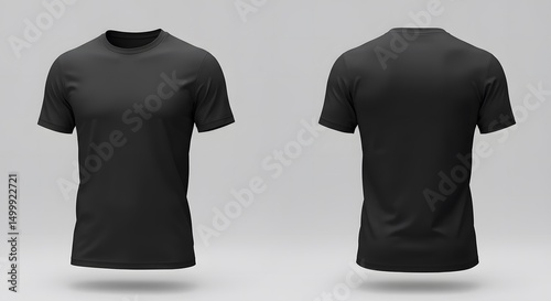 Black and white cotton textile blank t-shirt design template for men's casual wear
