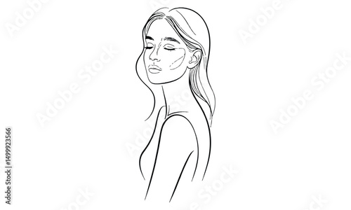 women in continuous line Drawing Style Vector illustration. fashion concept, woman beauty minimalist, vector illustration for t-shirt, slogan design print graphics style