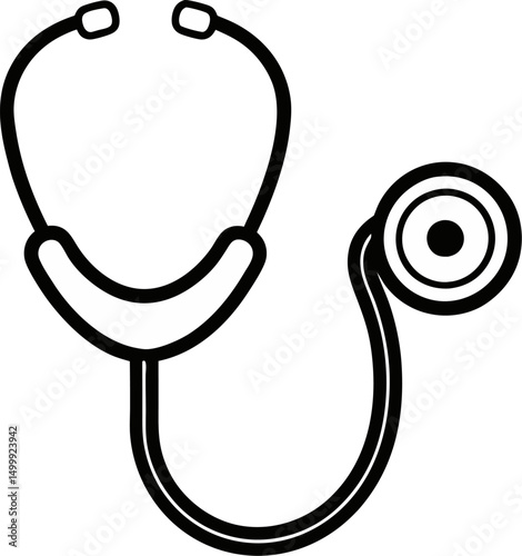 stethoscope vector outline icon on white or transparent background