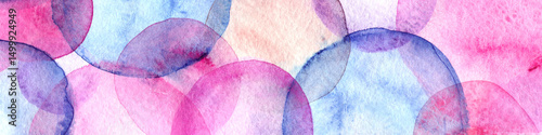 Abstract colorful background, blue and pink watercolor texture 