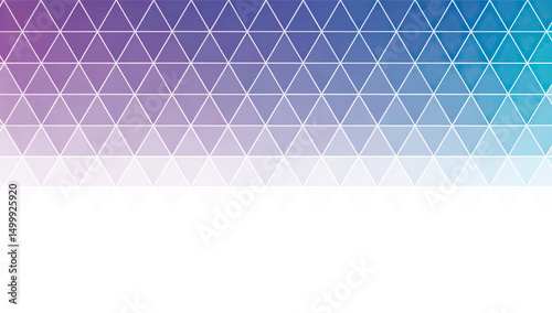 Geometric triangle pattern over silhouetted landscape with a purple to blue gradient background