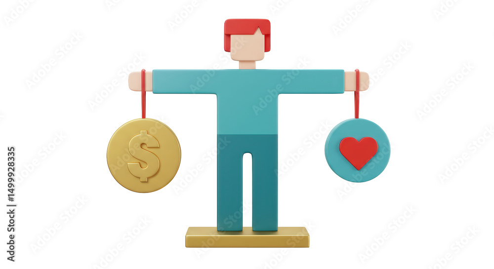 Fototapeta premium Isolated Balance Money and Love