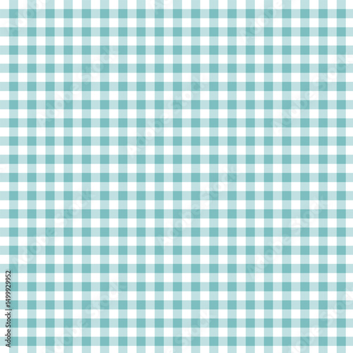 Teal and White Gingham Pattern Seamless Background