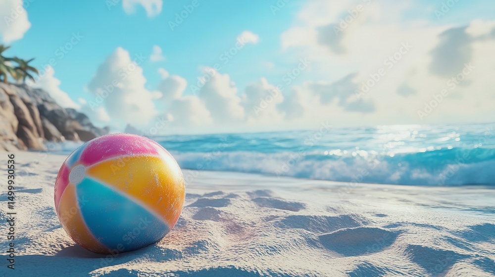 Obraz premium Colorful Beach Ball on White – 8K Realistic Lighting Highly Detailed 