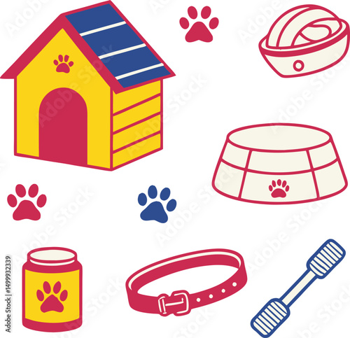 Seamless cartoon vector icons set for home design