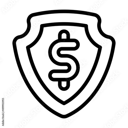 Bank Insurance Vector Line Icon Design