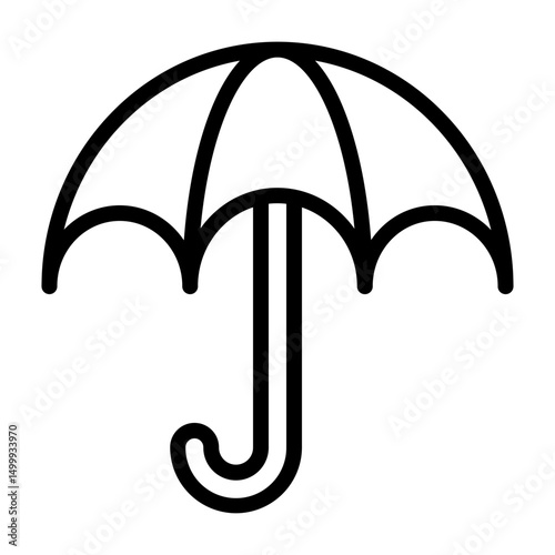 Protection Umbrella Vector Line Icon Design
