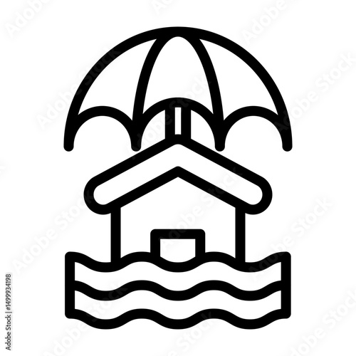 Flood Protection Vector Line Icon Design
