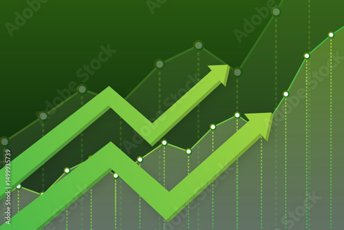 Green upward business growth arrow chart illustration